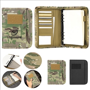 Tactical Zipper Refillable Padfolio Binder With Card Slot